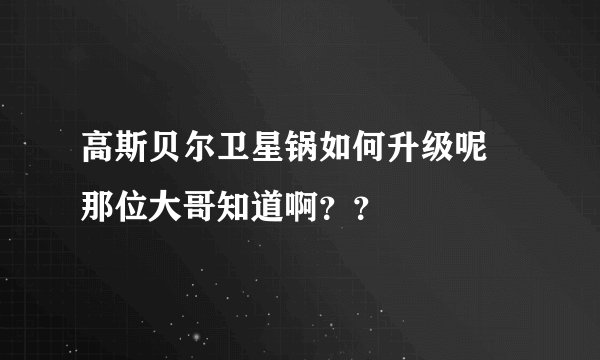 高斯贝尔卫星锅如何升级呢 那位大哥知道啊？？
