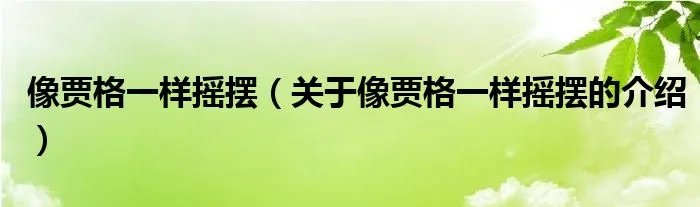 像贾格一样摇摆（关于像贾格一样摇摆的介绍）