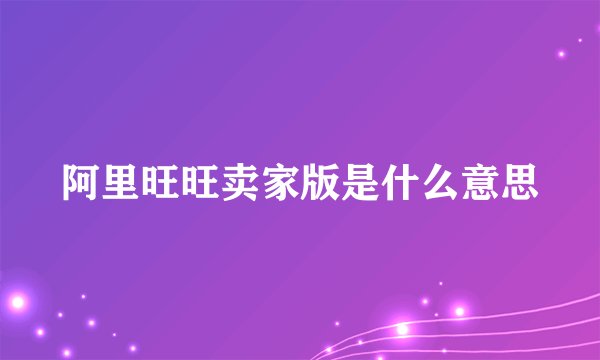 阿里旺旺卖家版是什么意思