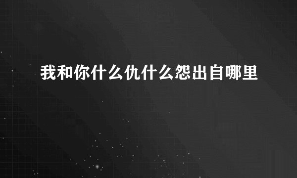 我和你什么仇什么怨出自哪里