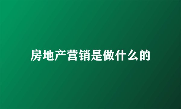 房地产营销是做什么的
