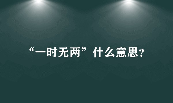 “一时无两”什么意思?