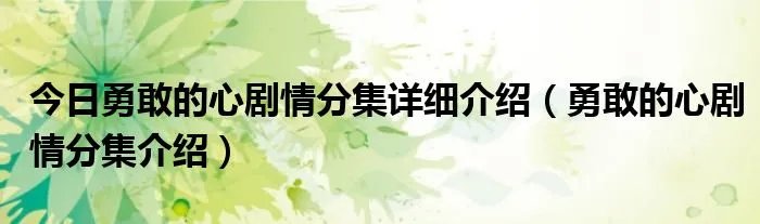 今日勇敢的心剧情分集详细介绍（勇敢的心剧情分集介绍）
