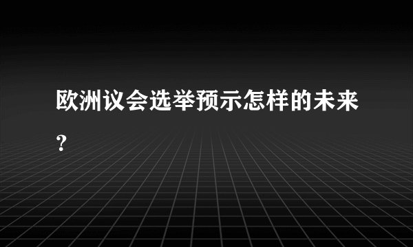 欧洲议会选举预示怎样的未来?