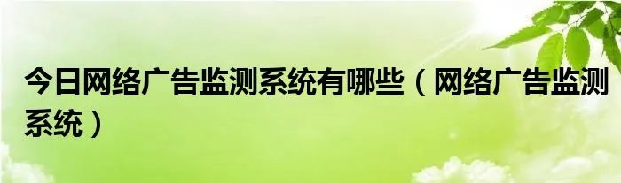 今日网络广告监测系统有哪些（网络广告监测系统）