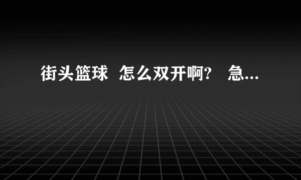 街头篮球  怎么双开啊?   急...