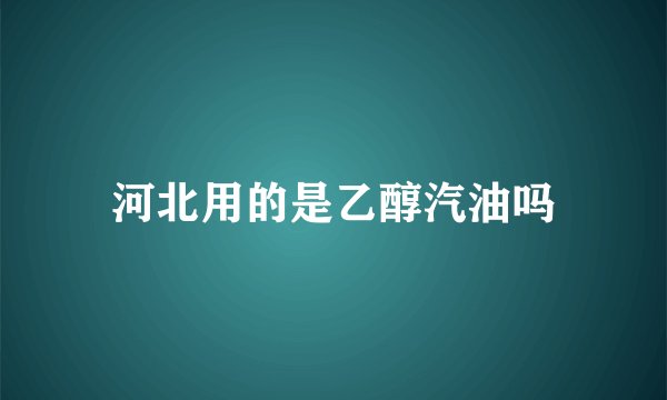 河北用的是乙醇汽油吗