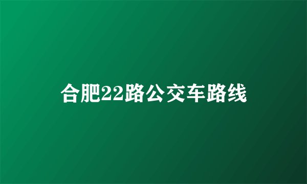 合肥22路公交车路线