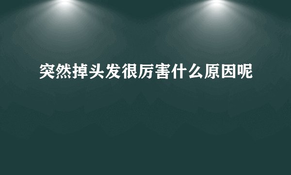突然掉头发很厉害什么原因呢