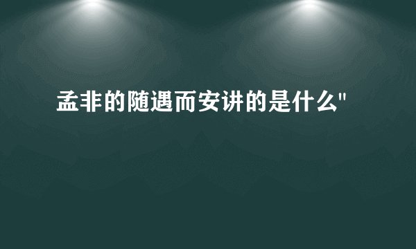 孟非的随遇而安讲的是什么