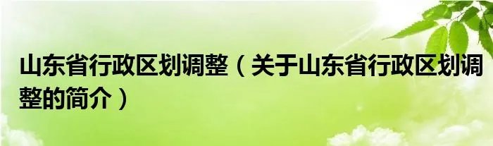 山东省行政区划调整（关于山东省行政区划调整的简介）