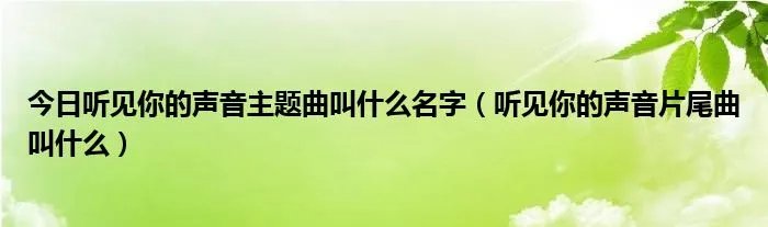 今日听见你的声音主题曲叫什么名字（听见你的声音片尾曲叫什么）