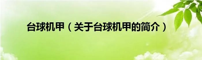 台球机甲（关于台球机甲的简介）