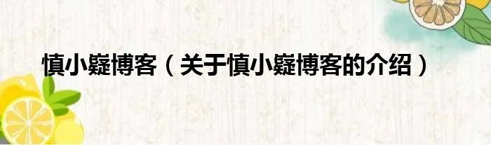 慎小嶷博客（关于慎小嶷博客的介绍）