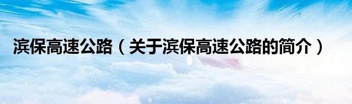 滨保高速公路（关于滨保高速公路的简介）