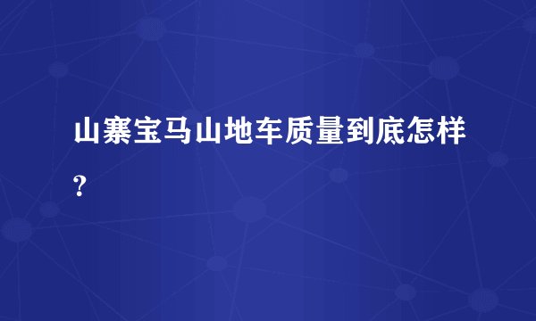 山寨宝马山地车质量到底怎样？