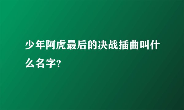少年阿虎最后的决战插曲叫什么名字？