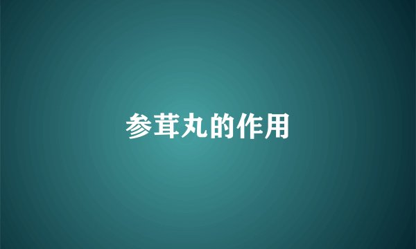 参茸丸的作用