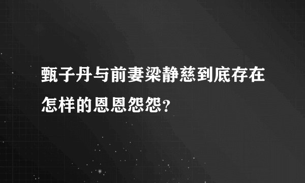 甄子丹与前妻梁静慈到底存在怎样的恩恩怨怨？