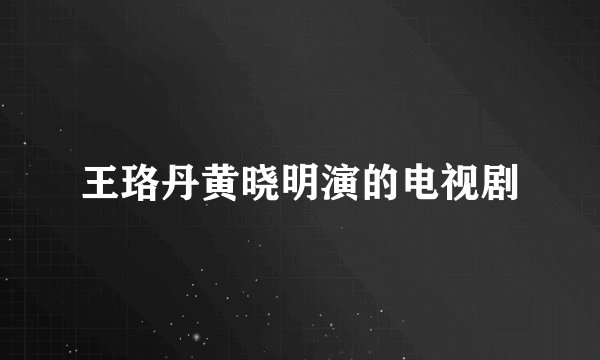 王珞丹黄晓明演的电视剧