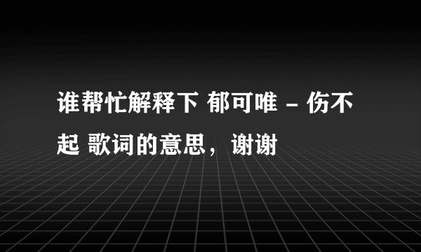 谁帮忙解释下 郁可唯 - 伤不起 歌词的意思，谢谢