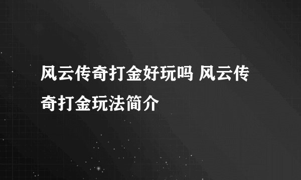 风云传奇打金好玩吗 风云传奇打金玩法简介