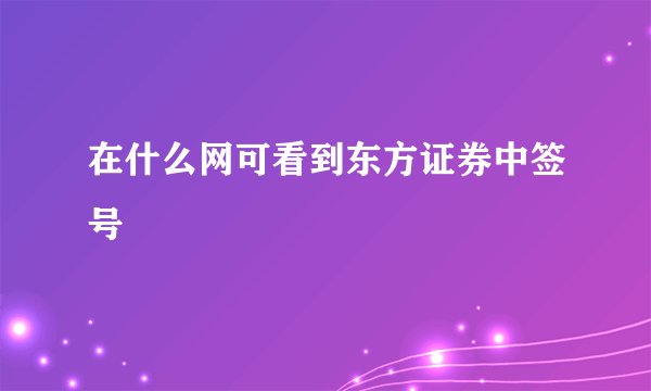 在什么网可看到东方证券中签号