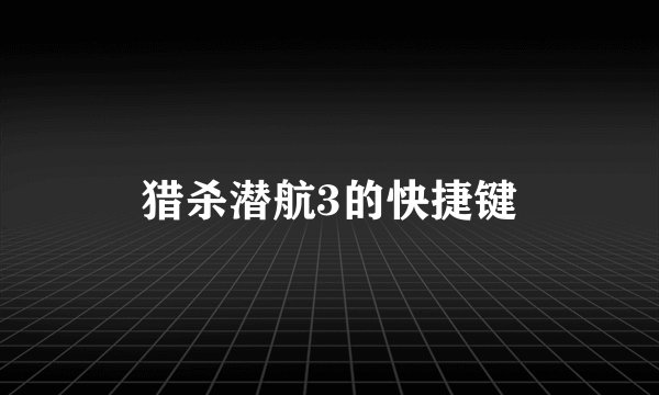 猎杀潜航3的快捷键