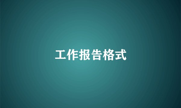 工作报告格式