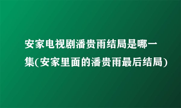 安家电视剧潘贵雨结局是哪一集(安家里面的潘贵雨最后结局)