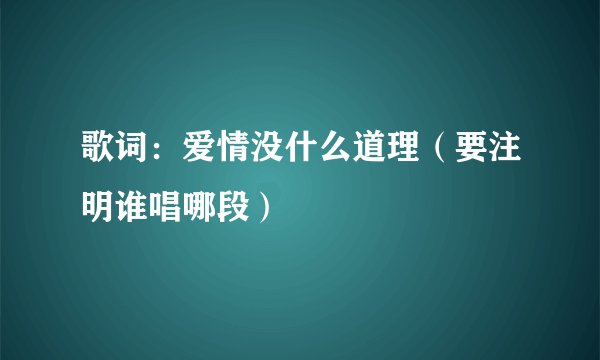 歌词：爱情没什么道理（要注明谁唱哪段）