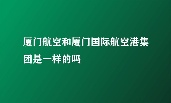 厦门航空和厦门国际航空港集团是一样的吗