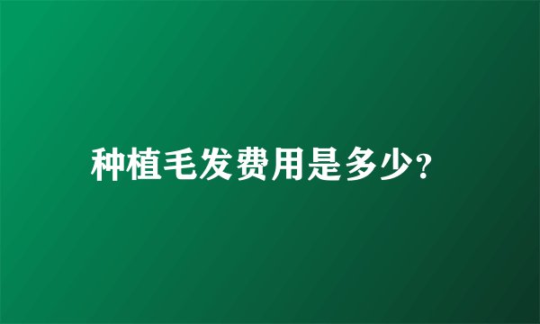 种植毛发费用是多少?
