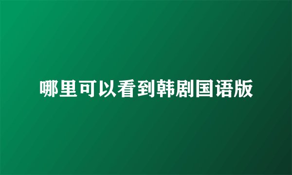 哪里可以看到韩剧国语版