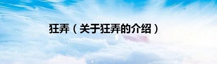 狂弄（关于狂弄的介绍）