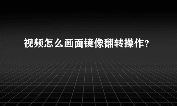 视频怎么画面镜像翻转操作？