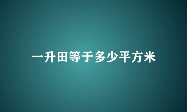 一升田等于多少平方米