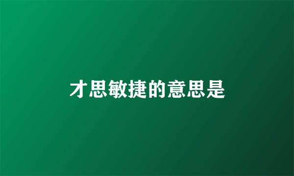 才思敏捷的意思是