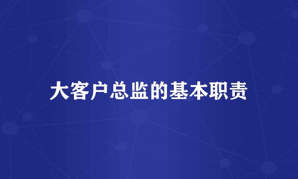 大客户总监的基本职责