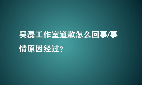 吴磊工作室道歉怎么回事/事情原因经过？