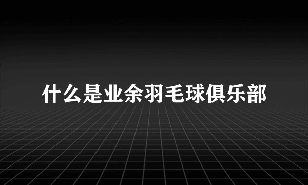 什么是业余羽毛球俱乐部