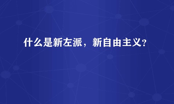 什么是新左派，新自由主义？