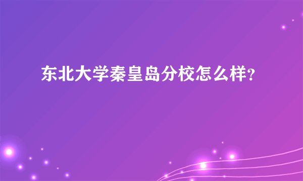 东北大学秦皇岛分校怎么样?