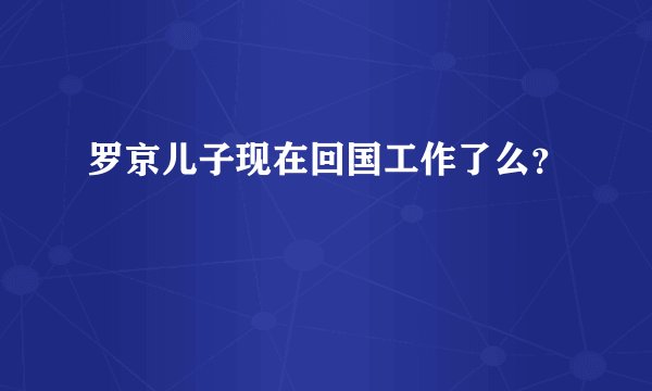 罗京儿子现在回国工作了么？