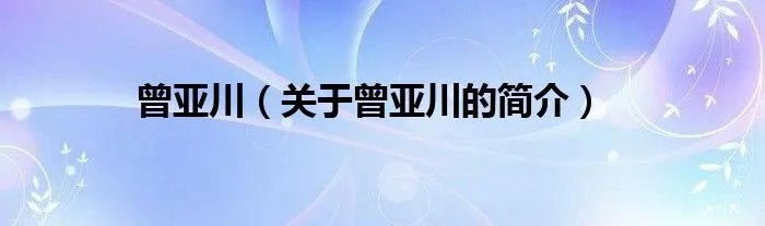 曾亚川（关于曾亚川的简介）