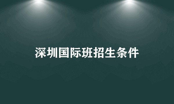 深圳国际班招生条件