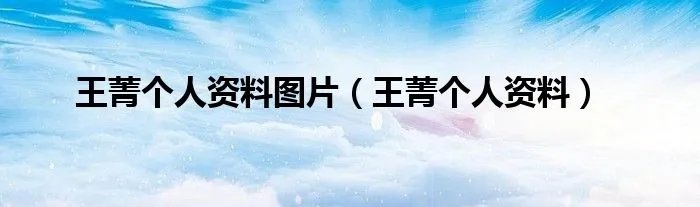 王菁个人资料图片（王菁个人资料）