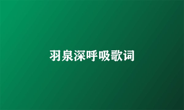 羽泉深呼吸歌词