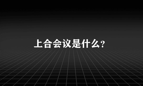 上合会议是什么？