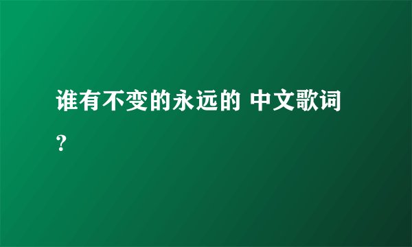 谁有不变的永远的 中文歌词？